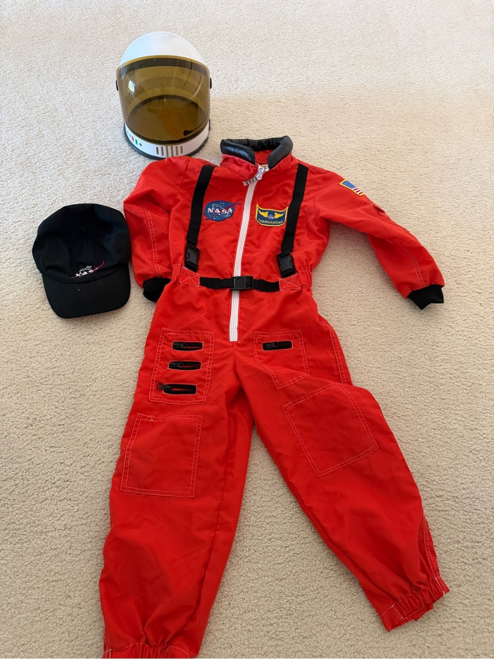 Kids NASA Astronaut Halloween Costume Size 6-8 + Helmet & Hat